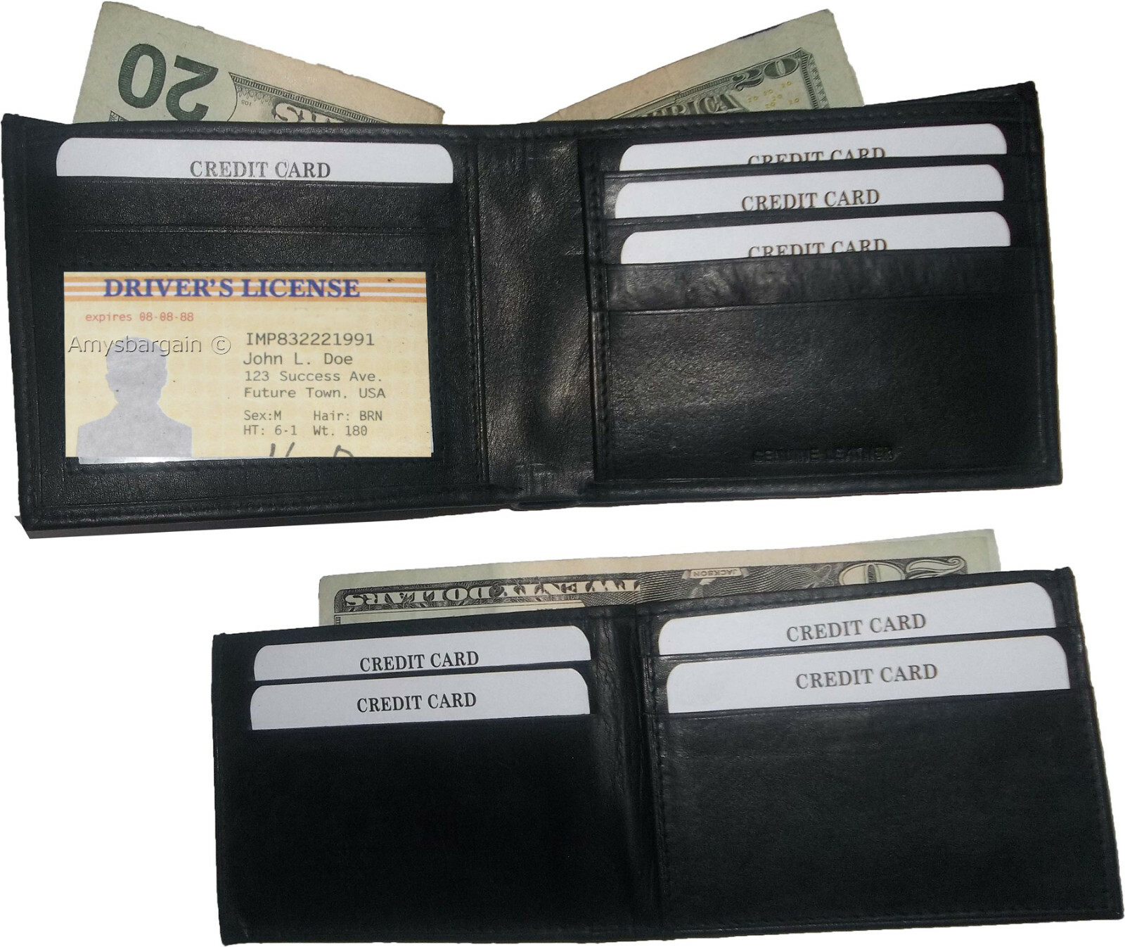 Men's wallet 2-in-1 Genuine Leather man's wallet 3 ID case 3 bill slot ID wallet - Image 3