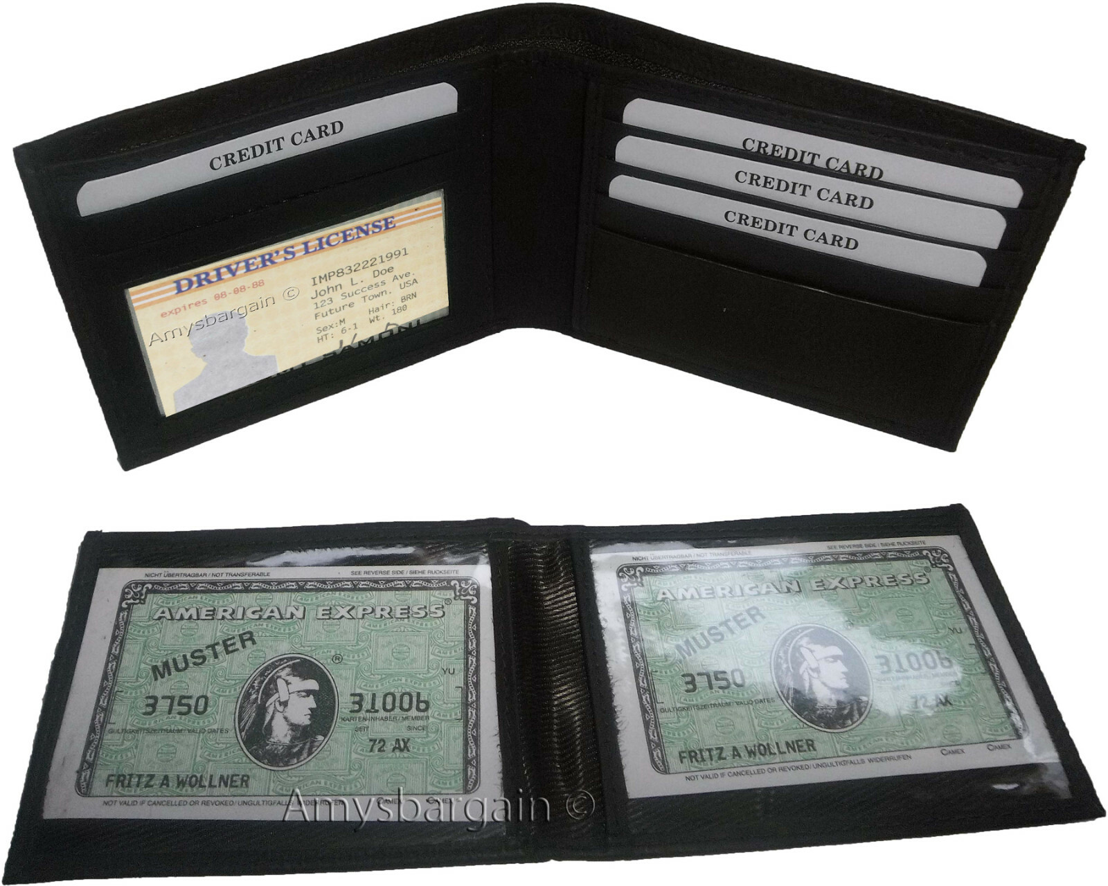 Men's wallet 2-in-1 Genuine Leather man's wallet 3 ID case 3 bill slot ID wallet - Image 4