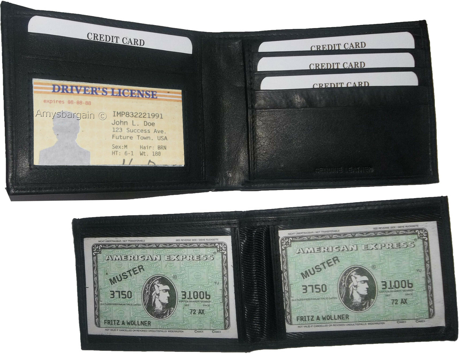 Men's wallet 2-in-1 Genuine Leather man's wallet 3 ID case 3 bill slot ID wallet - Image 10