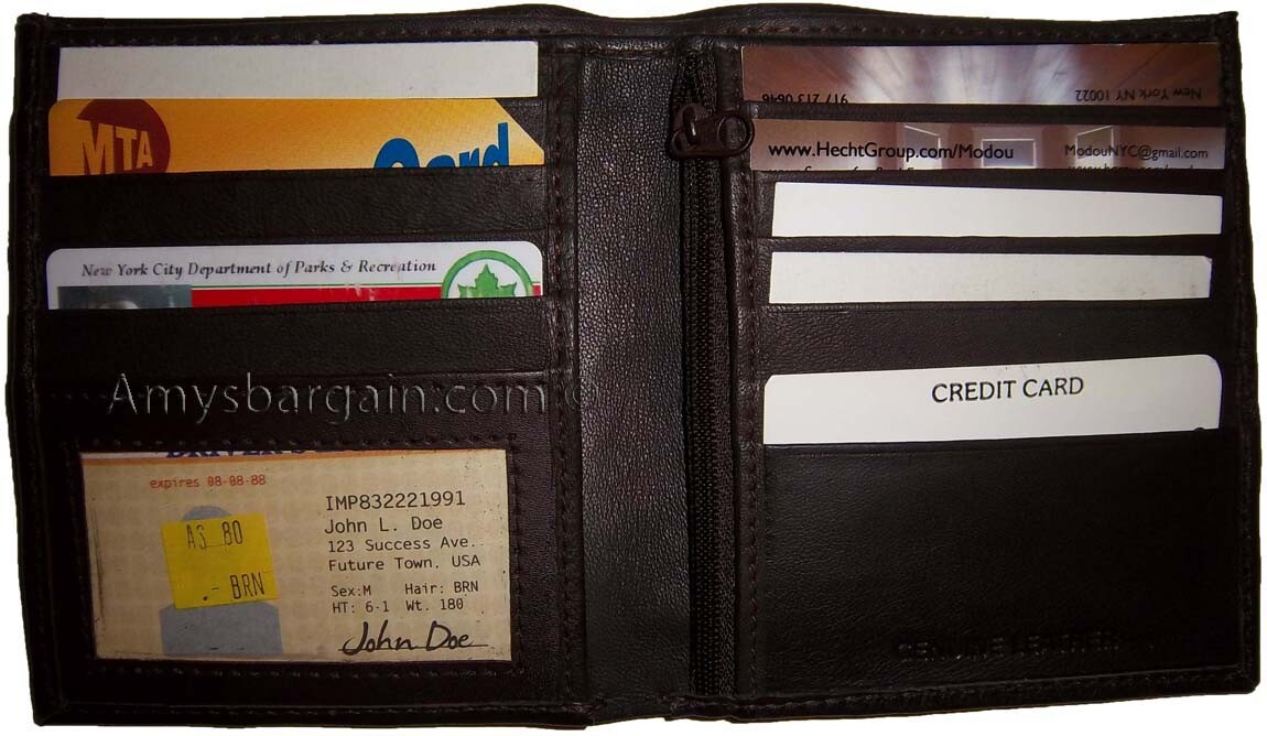 Men's wallet Leather Hipster wallet USA Euro Int'l currencies zip coin purse new - Image 3