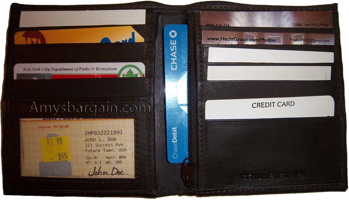 Men's wallet Leather Hipster wallet USA Euro Int'l currencies zip coin purse new - Image 9