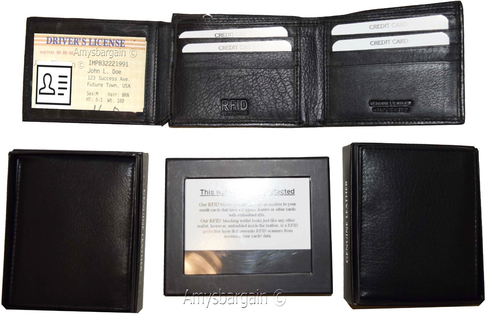 Men's wallet. RFID Genuine Leather Wallet. Bifold 3 billfold. ID. BR New in Box* - Image 7