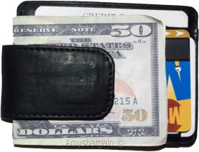 Money Clip, Leather Credit card/ID money clip wallet, magnetic money clip New #8