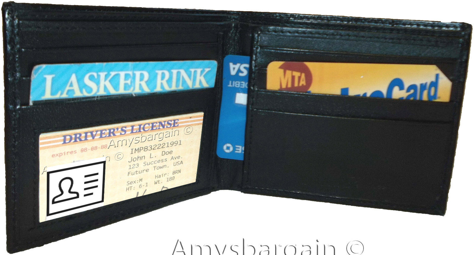 New Crocodile Skin Printed Leather man's bi fold wallet 2 bill slots 6 card 1 ID - Image 11