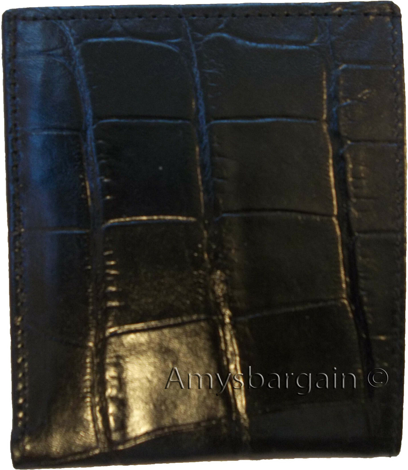 New Crocodile Skin Printed Leather man's bi fold wallet 2 bill slots 6 card 1 ID - Image 3