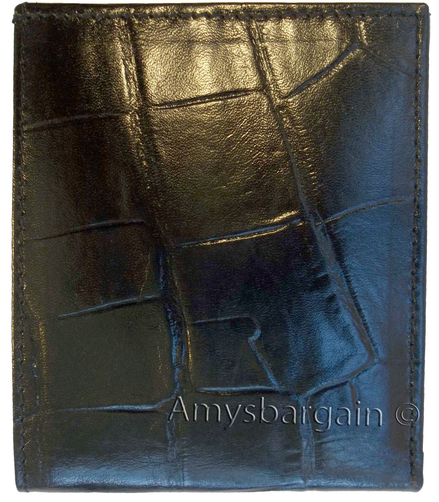 New Crocodile Skin Printed Leather man's bi fold wallet 2 bill slots 6 card 1 ID - Image 4