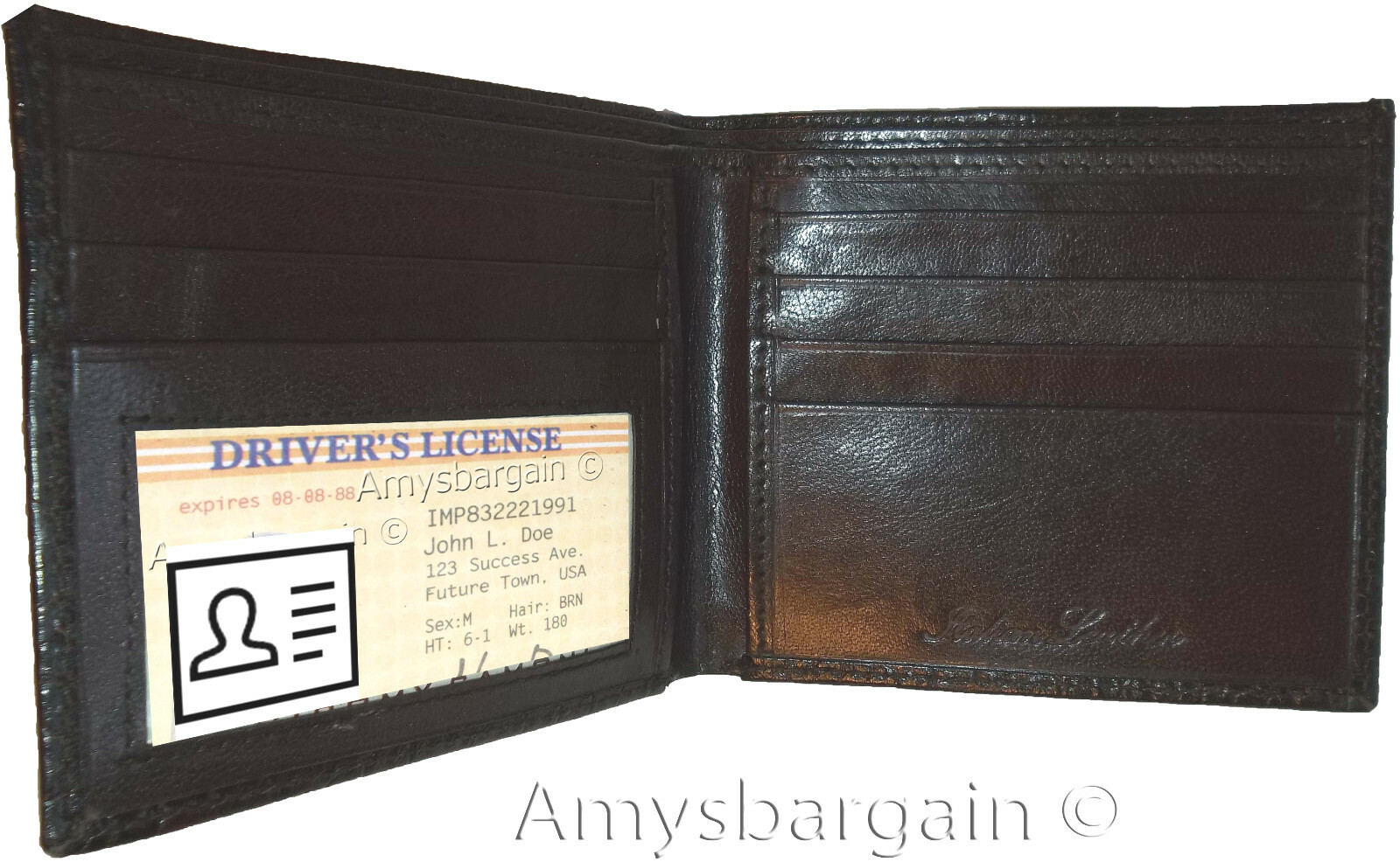 New Crocodile Skin Printed Leather man's bi fold wallet 2 bill slots 6 card 1 ID - Image 5