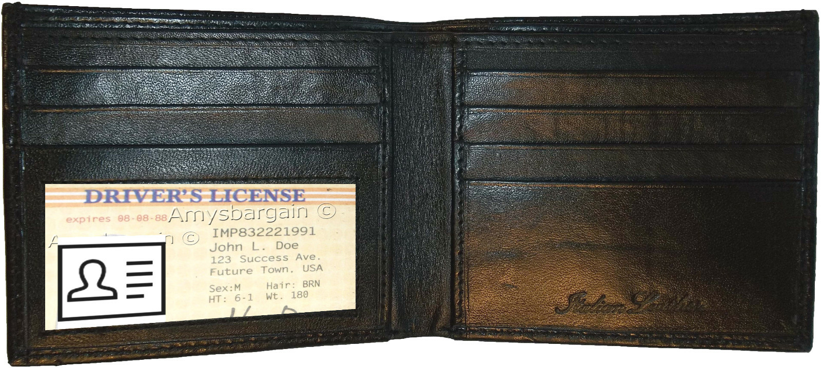 New Crocodile Skin Printed Leather man's bi fold wallet 2 bill slots 6 card 1 ID - Image 6