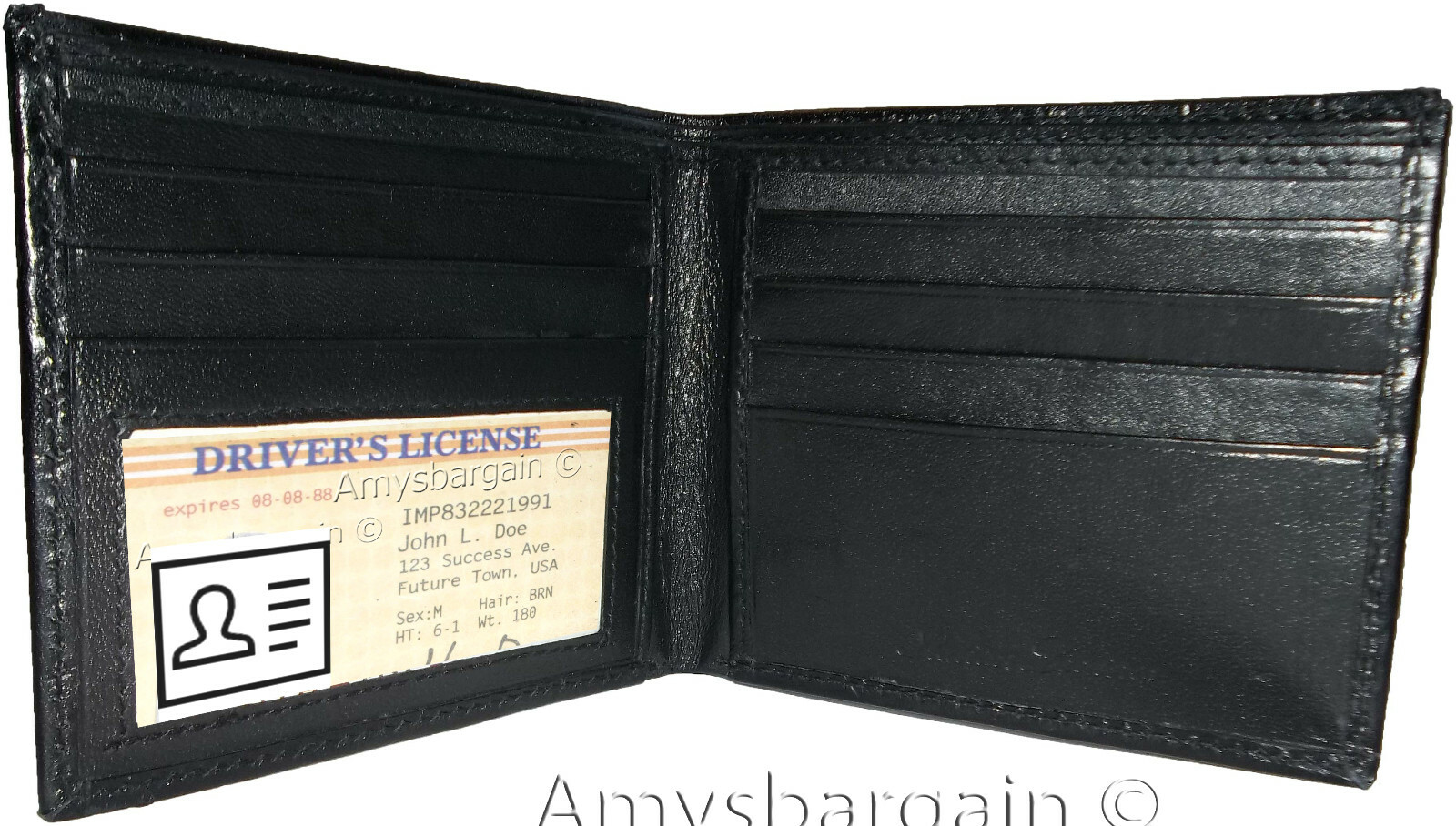 New Crocodile Skin Printed Leather man's bi fold wallet 2 bill slots 6 card 1 ID - Image 7