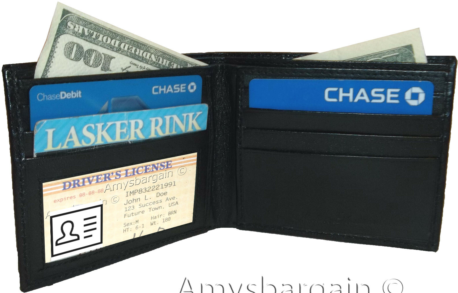 New Crocodile Skin Printed Leather man's bi fold wallet 2 bill slots 6 card 1 ID - Image 8