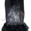 New Size (M) Women's Fur Trimmed leather gloves New Black Warm Winter Gloves