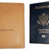 New USA Leather passport case wallet credit ATM card case Tan passport ID holder