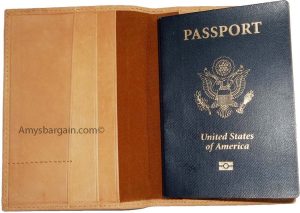 New USA Leather passport case wallet credit ATM card case Tan passport ID holder - Image 3