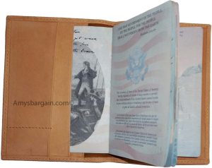 New USA Leather passport case wallet credit ATM card case Tan passport ID holder - Image 9