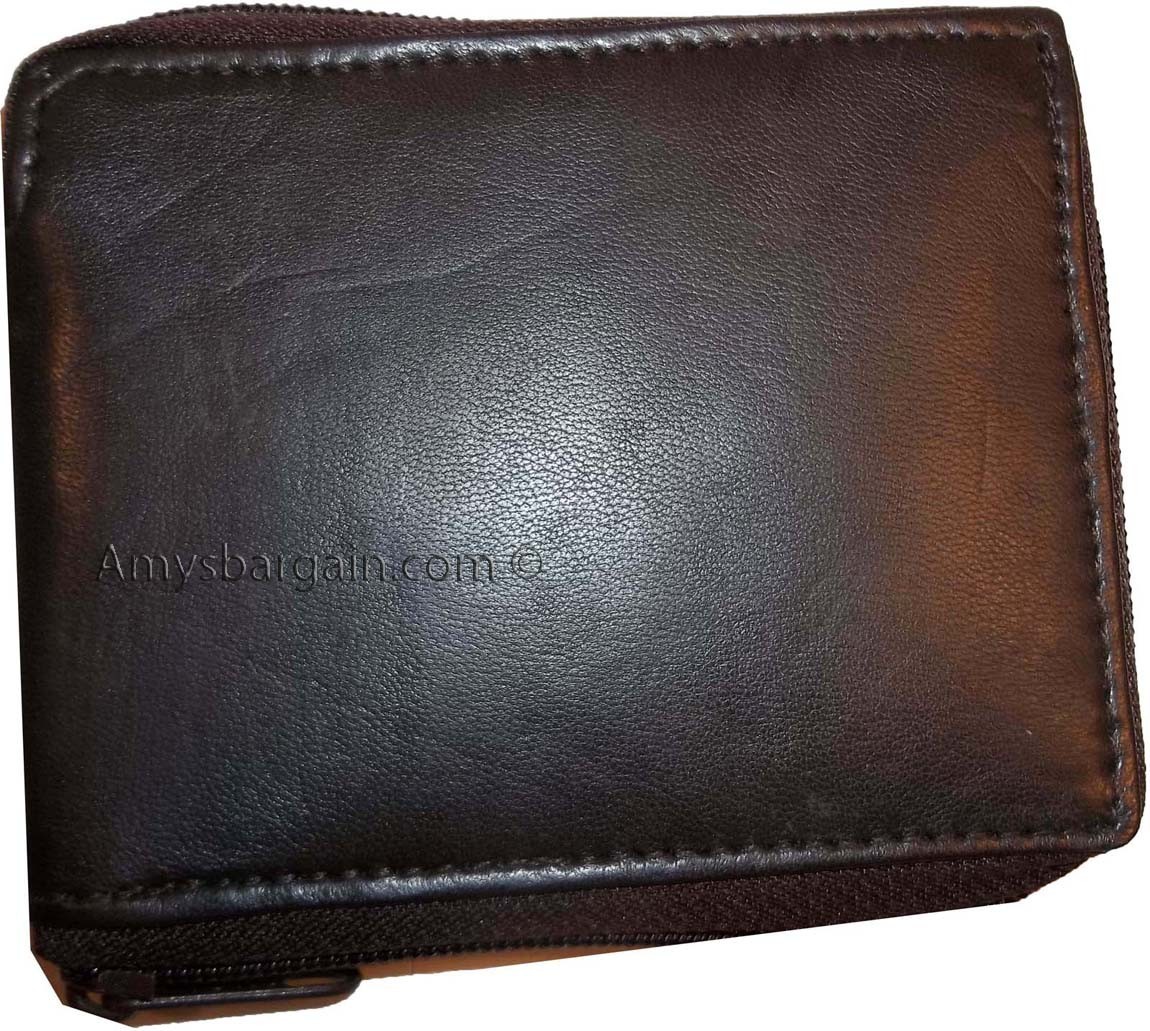 New Zip around man's Leather wallet change purse mini photo holder ID window nwt - Image 11