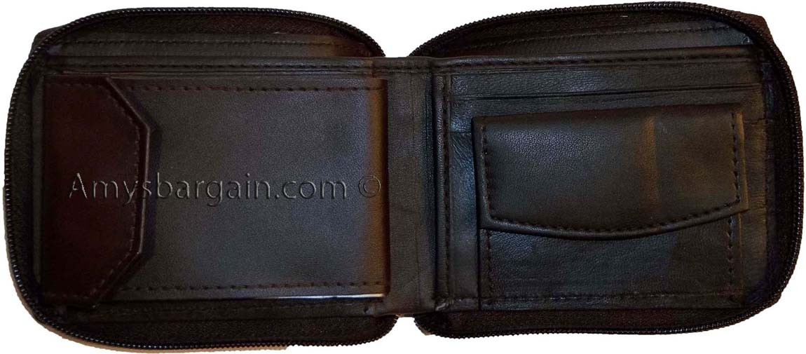 New Zip around man's Leather wallet change purse mini photo holder ID window nwt - Image 13