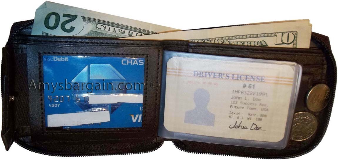 New Zip around man's Leather wallet change purse mini photo holder ID window nwt - Image 10