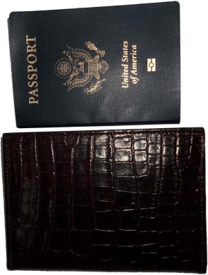 New brown crocodile printed leather passport case wallet credit ATM card case BN - Image 4