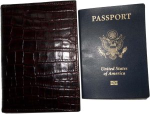 New brown crocodile printed leather passport case wallet credit ATM card case BN