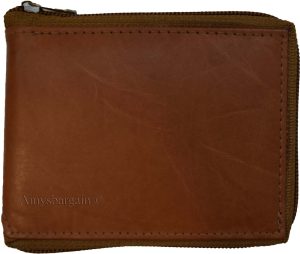 New men's Zip around leather wallet Men's billfold wallet new Brown/Tan bi fold. - Image 7