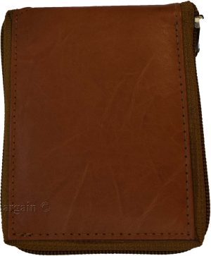 New men's Zip around leather wallet Men's billfold wallet new Brown/Tan bi fold. - Image 8