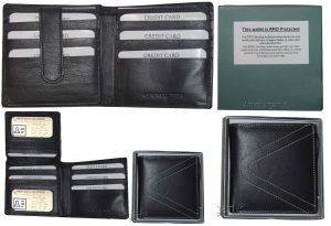 RFID men's hipster wallet genuine leather bifold 15 card 2 IDs new wallet in box