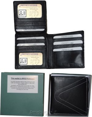 RFID men's hipster wallet genuine leather bifold 15 card 2 IDs new wallet in box - Image 6