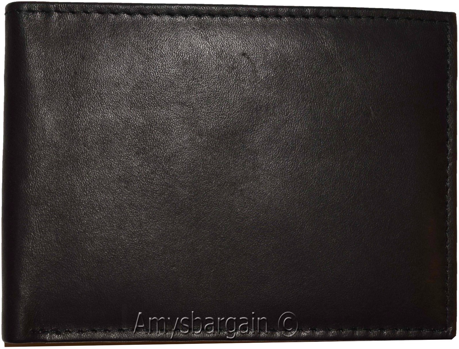 Thin Men's Black Bifold Wallet, Genuine Leather 6 Credit Card Billfold wallet BN - Image 11