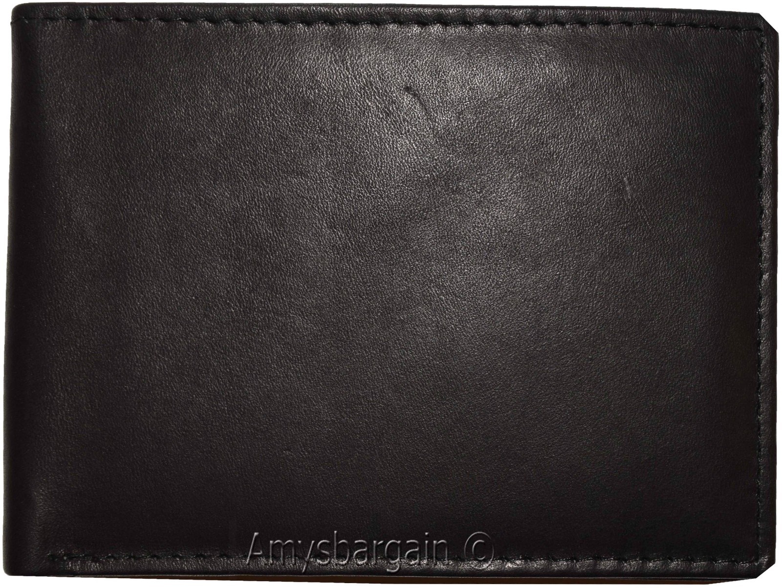 Thin Men's Black Bifold Wallet, Genuine Leather 6 Credit Card Billfold wallet BN - Image 3