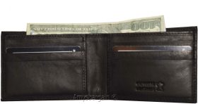 Thin Men's Black Bifold Wallet, Genuine Leather 6 Credit Card Billfold wallet BN