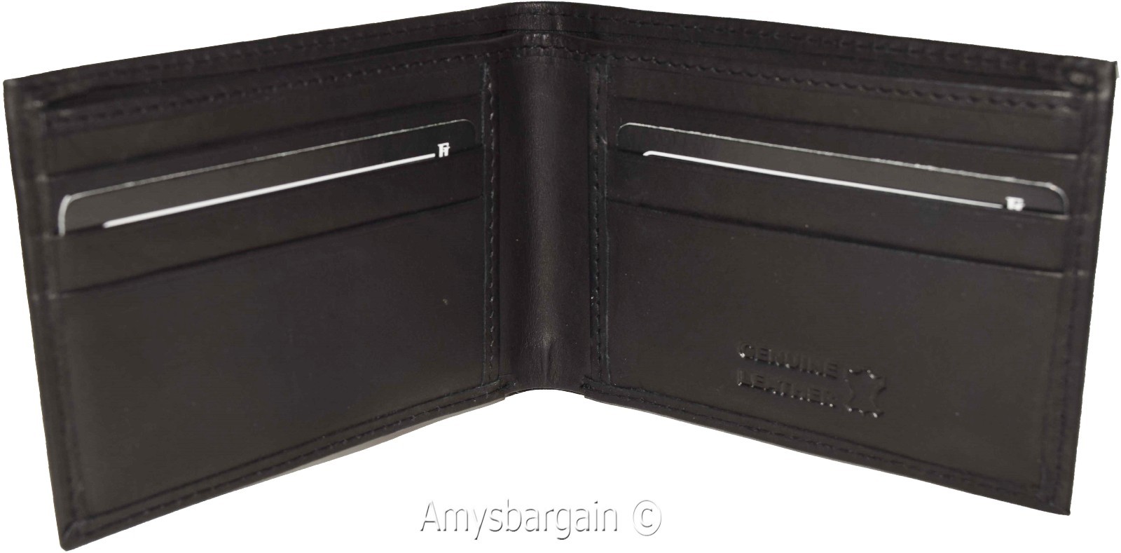 Thin Men's Black Bifold Wallet, Genuine Leather 6 Credit Card Billfold wallet BN - Image 5