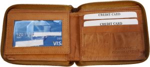 New men's Zip around leather wallet Men's billfold wallet new Brown/Tan bi fold. - Image 14
