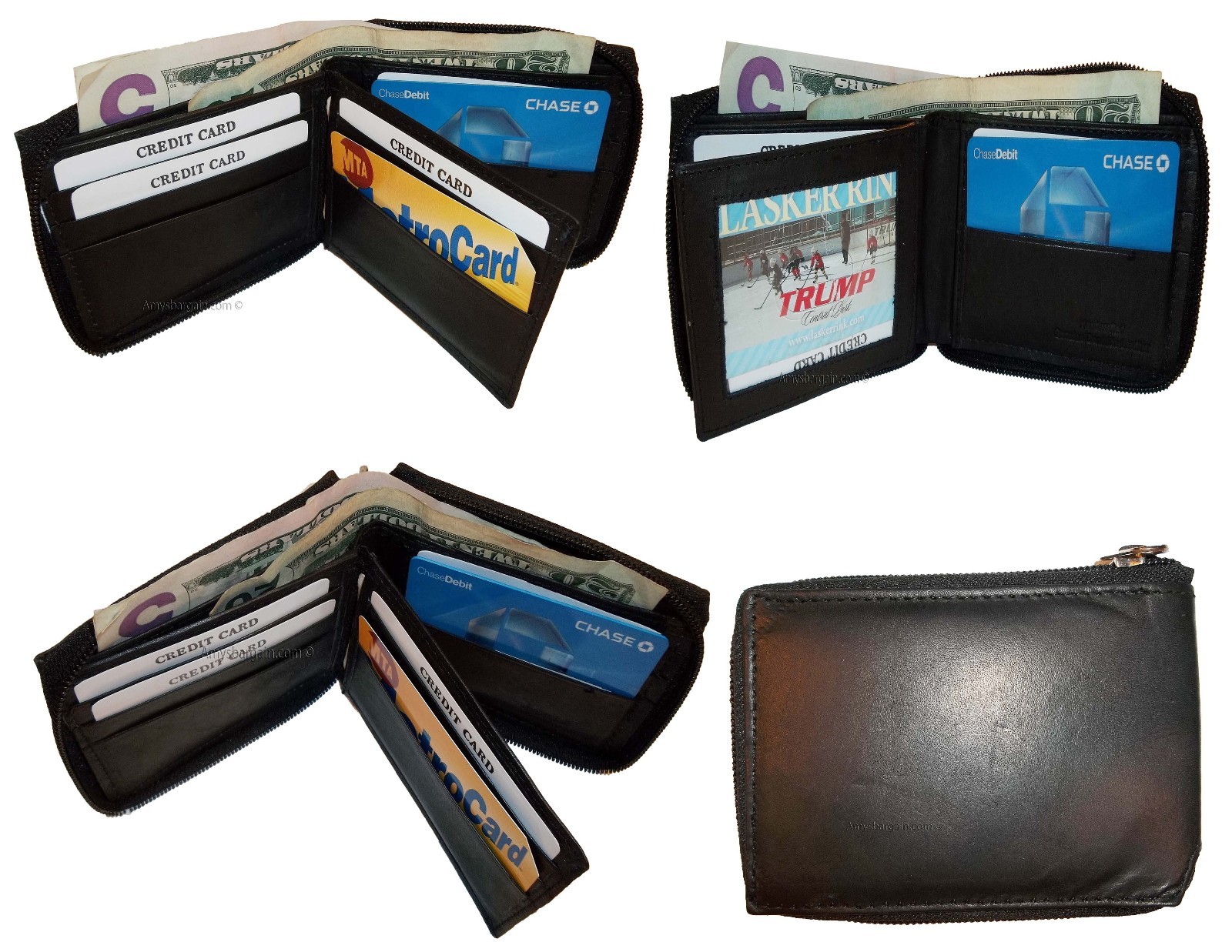 Zip around Man's Leather wallet 9 card, ID, 2 Billfolds wallet for men.New #86 - Image 15