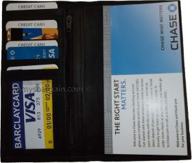 Women/Man's Leather Checkbook cover 4 bill pockets coin purse 7 card + ID BN new