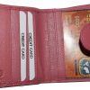 Women’s RFID pink wallet leather wallet Ladies Compact ID bills coin card case