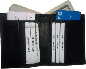 Women's soft leather Bifold wallet 2billfold 12 Credit Card Black leather wallet