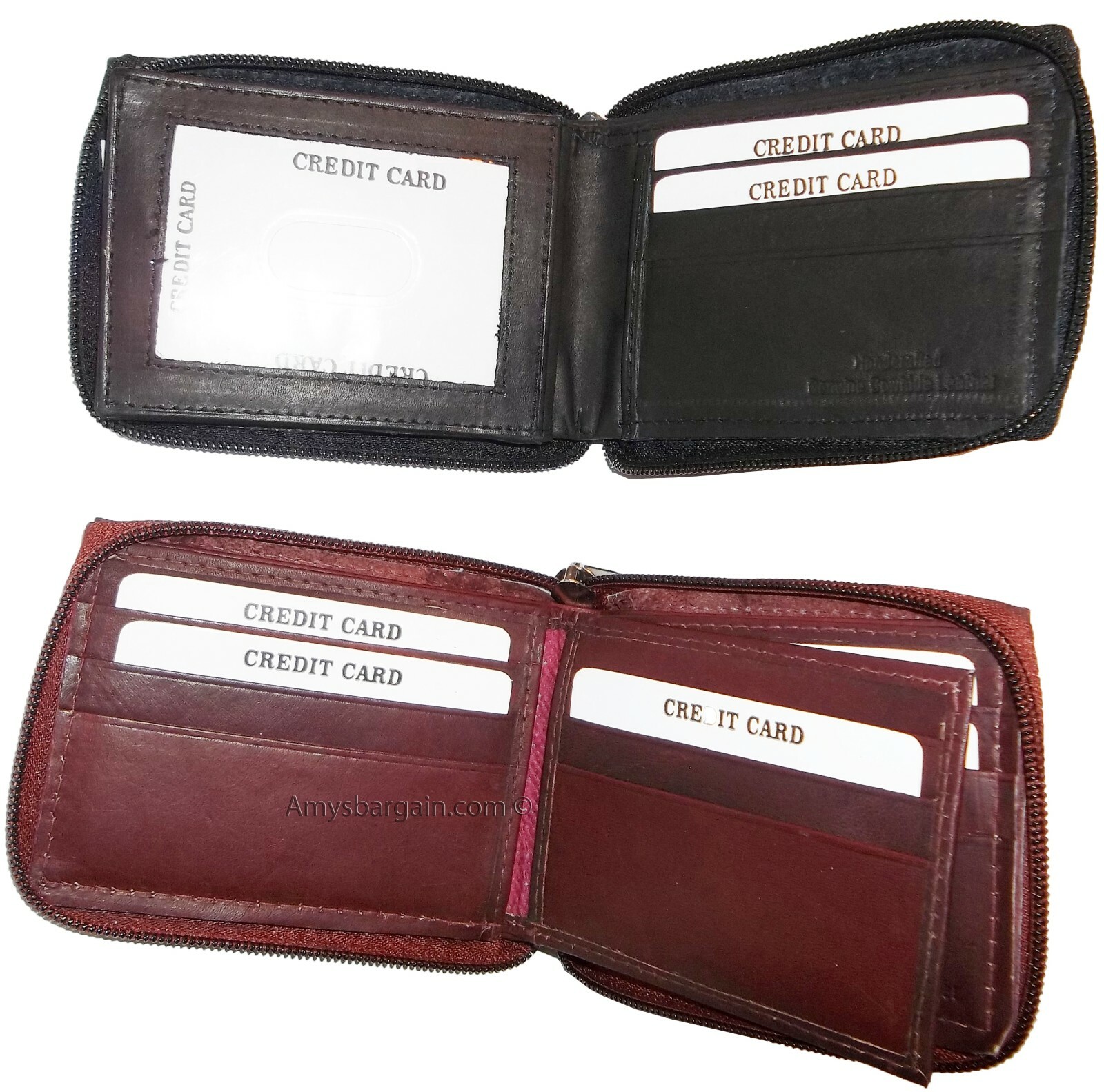 Zip around Man's Leather wallet 9 card, ID, 2 Billfolds wallet for men.New #86 - Image 3