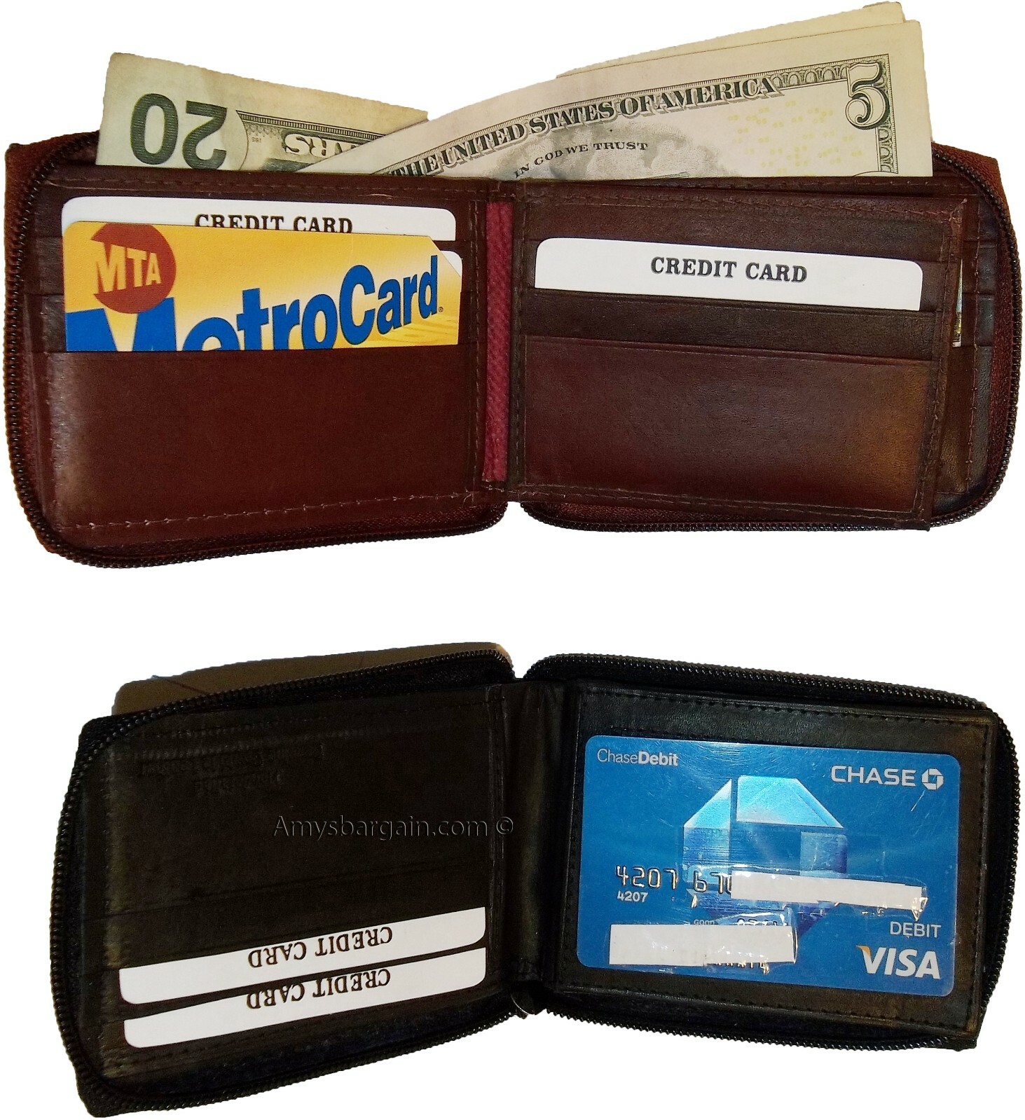 Zip around Man's Leather wallet 9 card, ID, 2 Billfolds wallet for men.New #86 - Image 4