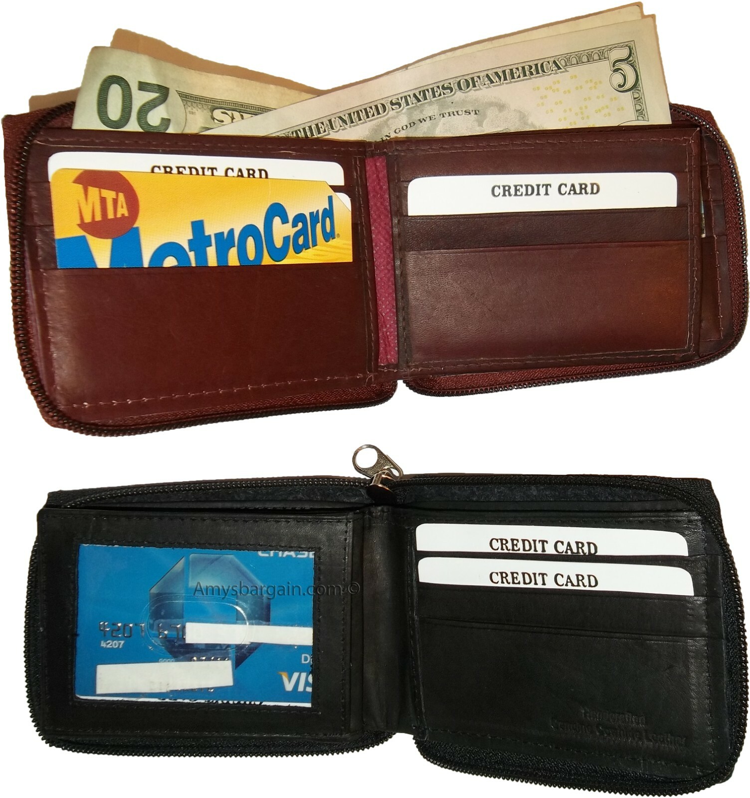 Zip around Man's Leather wallet 9 card, ID, 2 Billfolds wallet for men.New #86 - Image 5