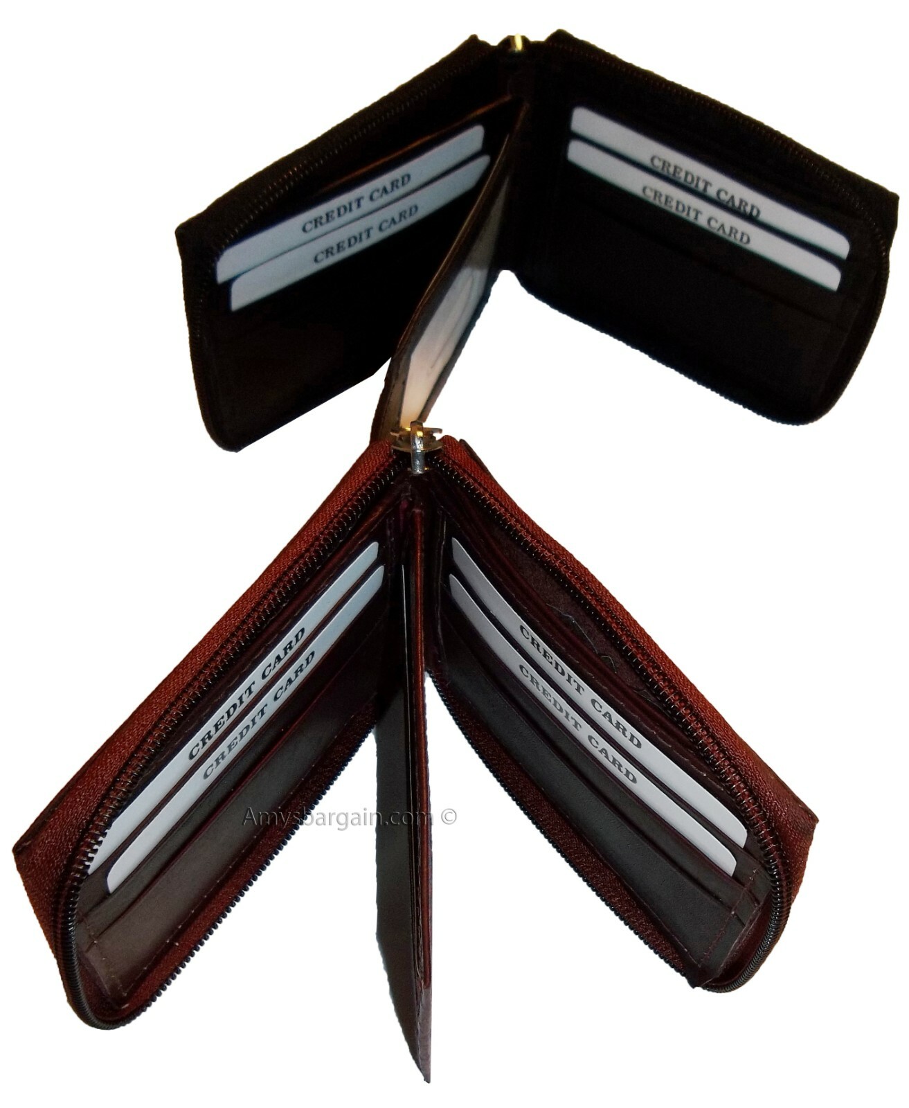 Zip around Man's Leather wallet 9 card, ID, 2 Billfolds wallet for men.New #86 - Image 6