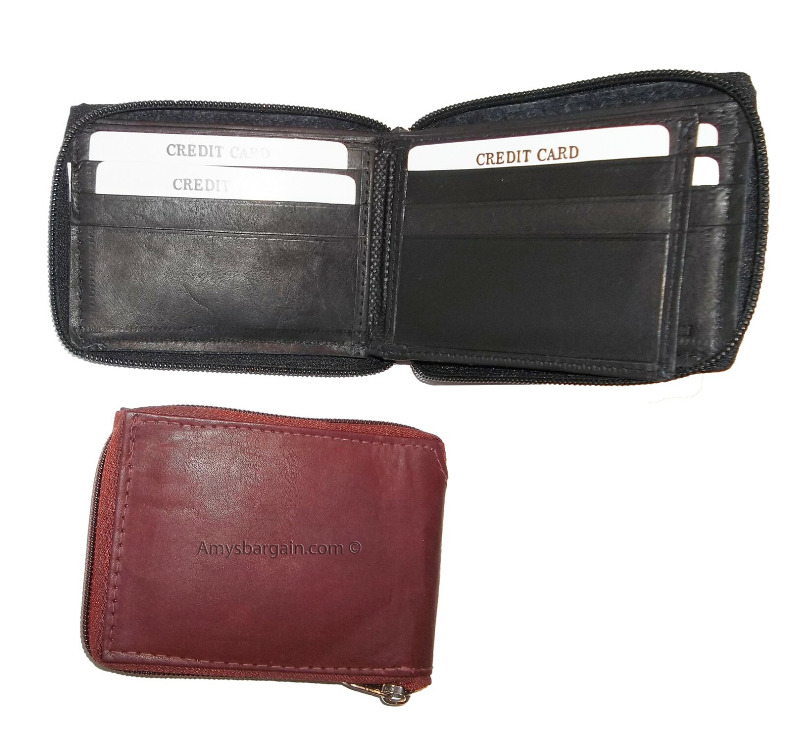 Zip around Man's Leather wallet 9 card, ID, 2 Billfolds wallet for men.New #86 - Image 7