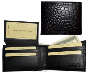 crocodile skin printed men's leather wallet bifold credit cards ID new in in box