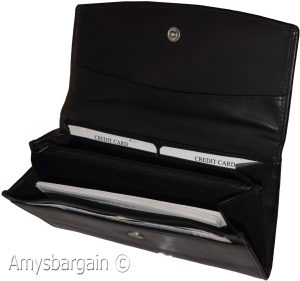 leather checkbook wallet compact wallet cards change bills black wallets bn. - Image 10