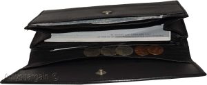 leather checkbook wallet compact wallet cards change bills black wallets bn. - Image 12
