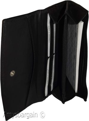 leather checkbook wallet compact wallet cards change bills black wallets bn. - Image 8
