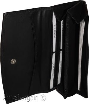 leather checkbook wallet compact wallet cards change bills black wallets bn. - Image 9