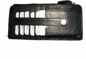leather slim multiple card organizer credit card bill id wallet zip change purse - Image 11