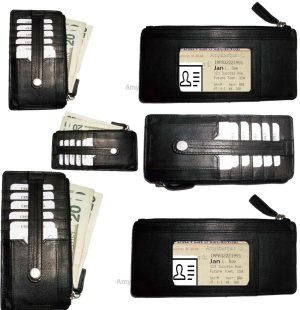 leather slim multiple card organizer credit card bill id wallet zip change purse - Image 6