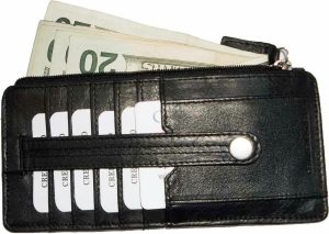 leather slim multiple card organizer credit card bill id wallet zip change purse - Image 8