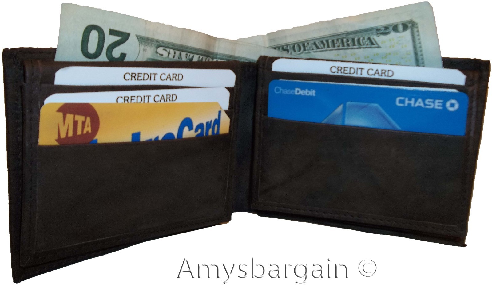 lot of 2 man's wallet bi fold leather wallet 12 credit cards 2 IDs suede lined - Image 12